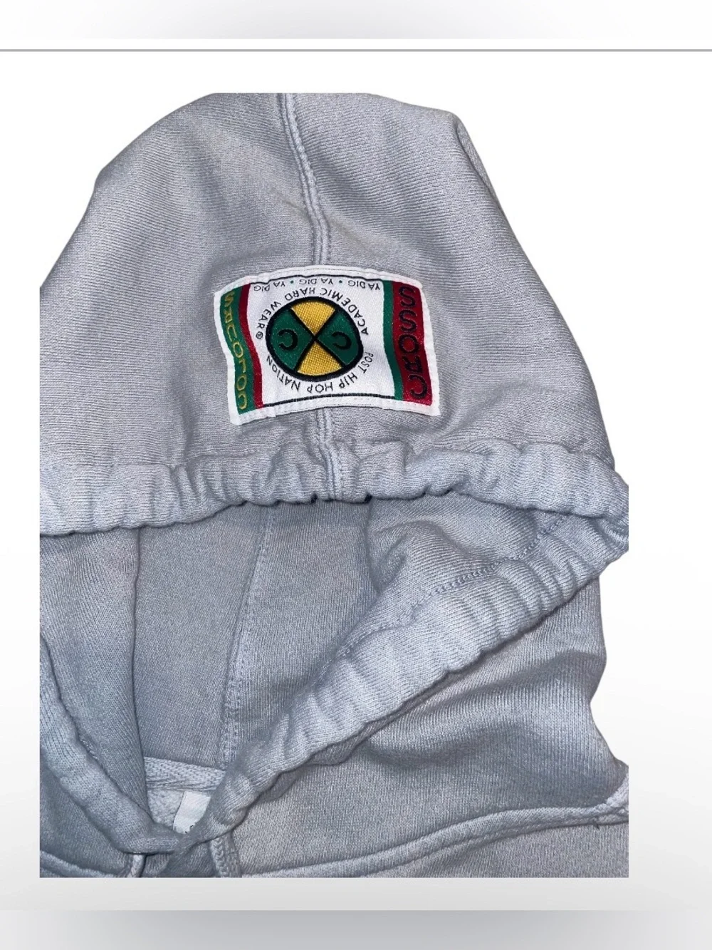 Cross Colour Men's Light Gray Hoodie with Peace Patch Size M